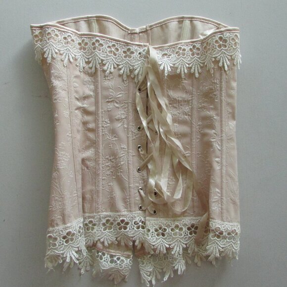 Creamy Jacquard and Lace Corset Set - NEW - Picture 6 of 16